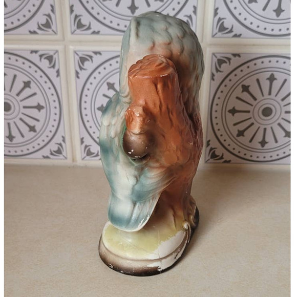 Vintage Porcelain Owl Figure on Branch with Pine Bough - Picture 2 of 8